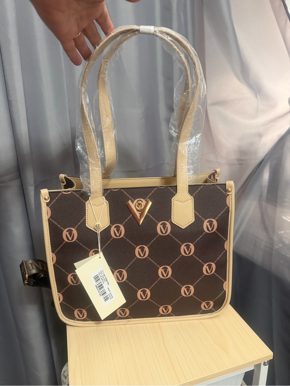 Valentino Orlandi Brown and Beige Monogram Shoulder Bag